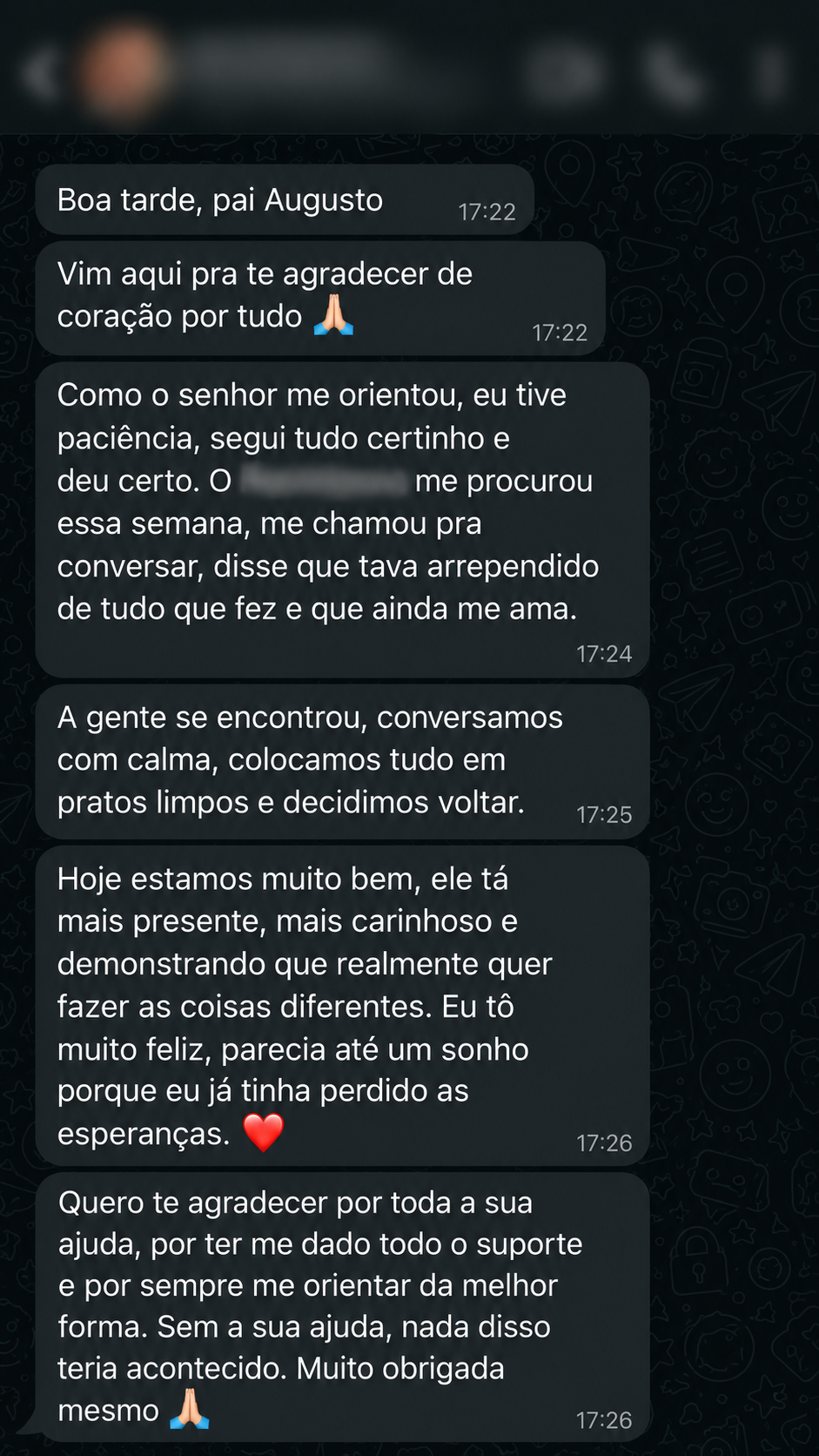 Depoimento 1 no WhatsApp
