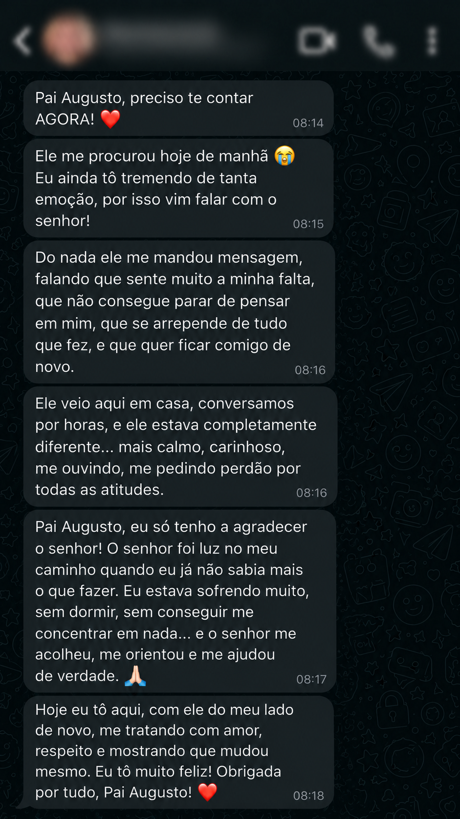 Depoimento 3 no WhatsApp